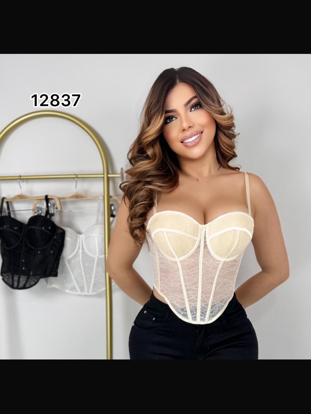 Lace Underwire Corset Top in Cream